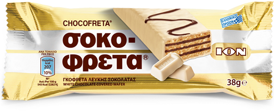 Ion Schokofreta - Waffel-Riegel überzogen mit zarter weissen Schokolade, Ion gilt in Griechenland als Synonym für einen leichten süßen Snack