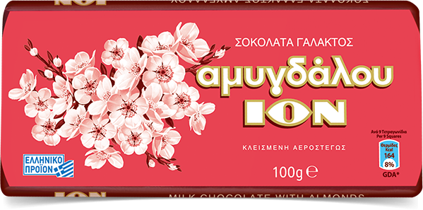 ION Schokolade mit Mandel, Schokoladengenuß aus Griechenland, einzigartigen, milden und zarte Geschmack jetzt hier kaufen